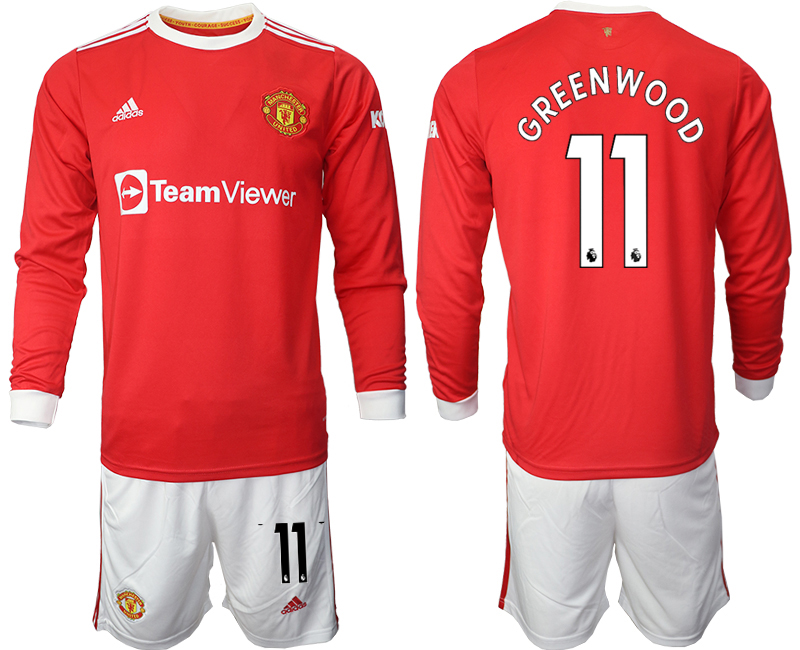 Men 2021-2022 Club Manchester united home red Long Sleeve #11 Soccer Jersey->manchester united jersey->Soccer Club Jersey